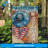 Pretty floppy hat, Flip flops, Sand on the beach, Welcome Summer - Jesus Flag