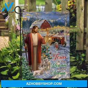 Pretty garden, Christmas is coming, Lamb of God, Jesus is the reason for the season - Jesus Flag