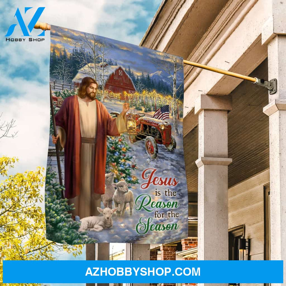 Pretty garden, Christmas is coming, Lamb of God, Jesus is the reason for the season - Jesus Flag