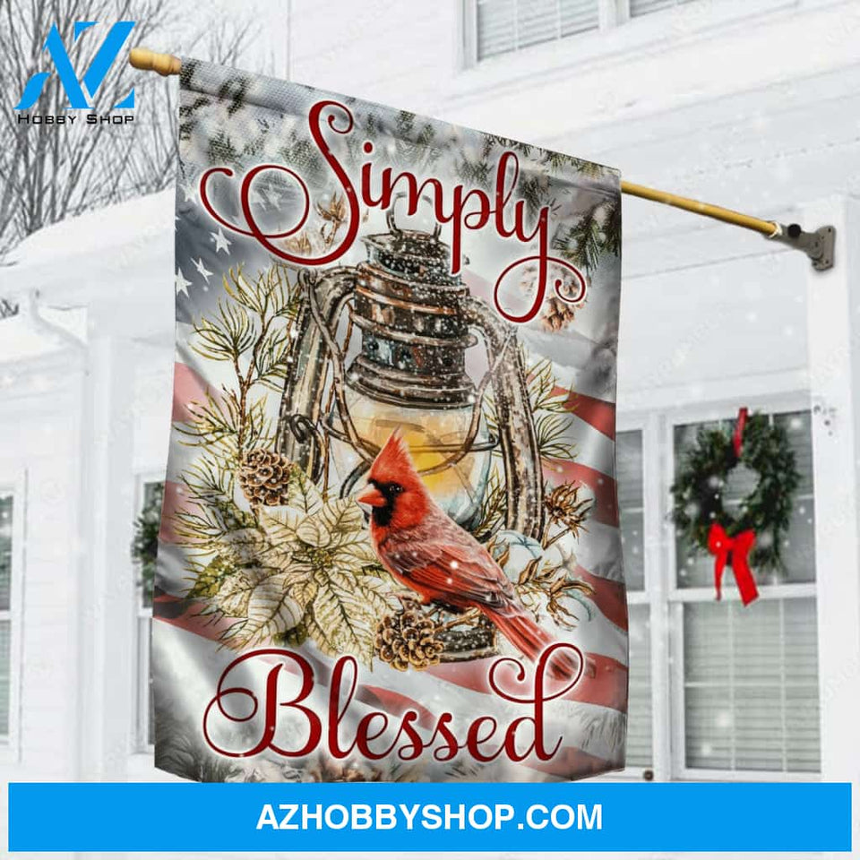 Pretty lantern, Stunning cardinal, US flag, Winter vibe, Simply blessed - Jesus Flag