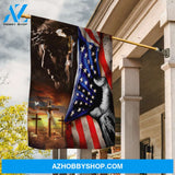 Pretty sunset, US flag, The real face of Jesus, Jesus on the cross - Jesus Flag