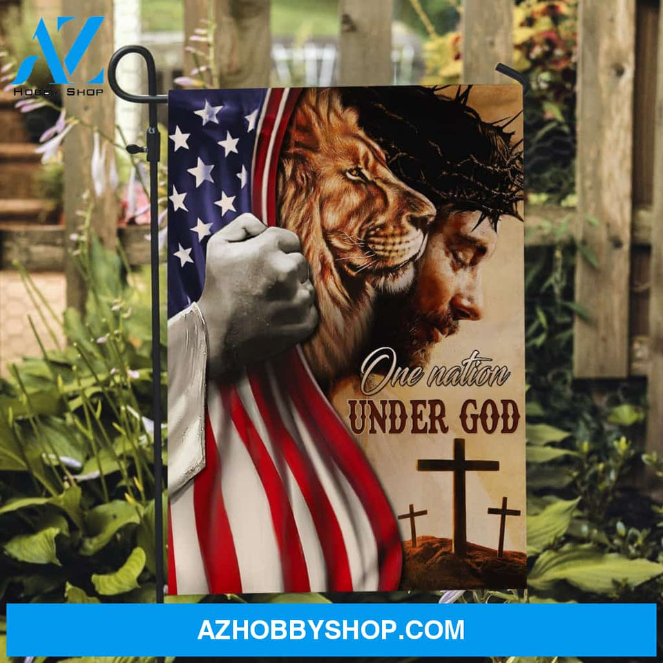 Pretty US flag, Lion of Judah, Stunning Jesus drawing, One nation under God - Jesus Flag