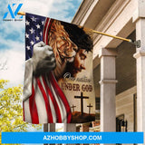 Pretty US flag, Lion of Judah, Stunning Jesus drawing, One nation under God - Jesus Flag