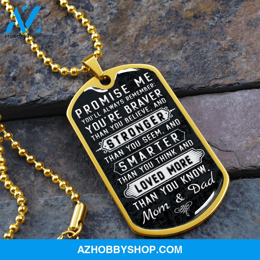 Promise Me - Graphical Dog Tag & Ball chain (steel) Son