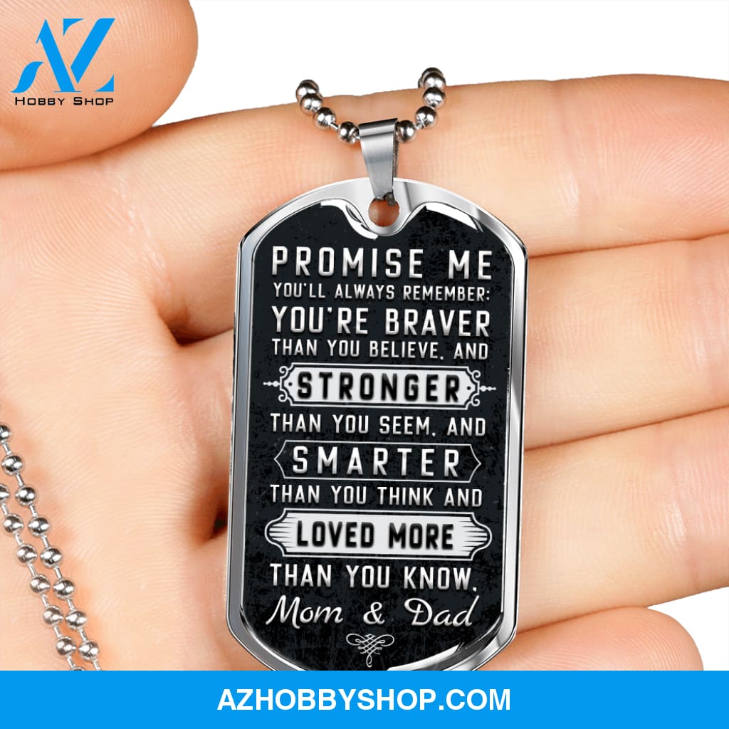 Promise Me - Graphical Dog Tag & Ball chain (steel) Son