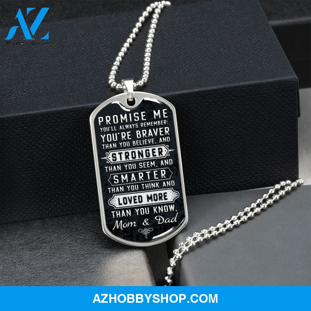 Promise Me - Graphical Dog Tag & Ball chain (steel) Son