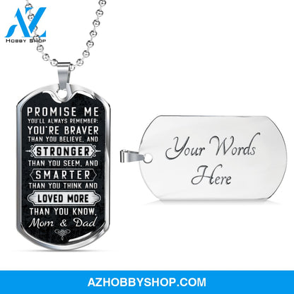 Promise Me - Graphical Dog Tag & Ball chain (steel) Son