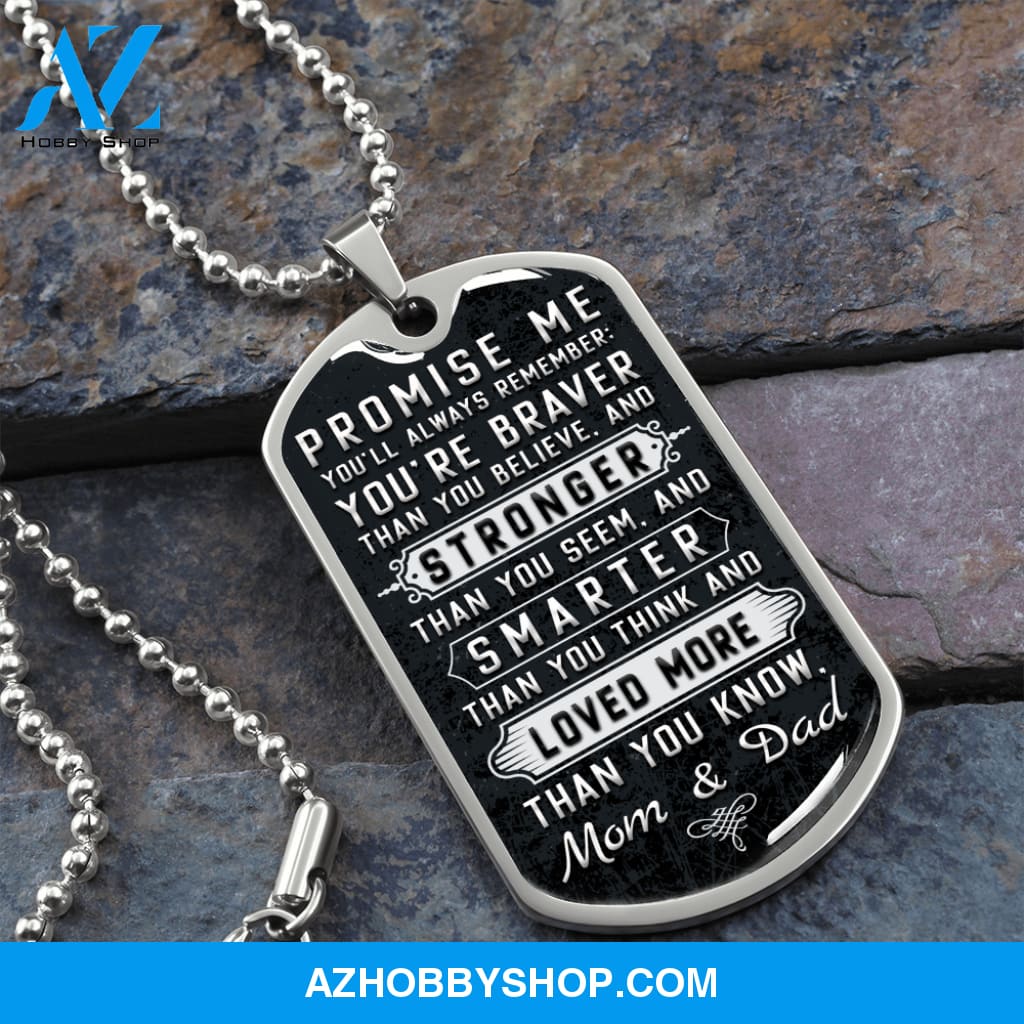Promise Me - Graphical Dog Tag & Ball chain (steel) Son