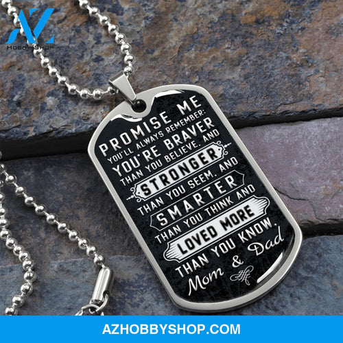 Promise Me - Graphical Dog Tag & Ball chain (steel) Son