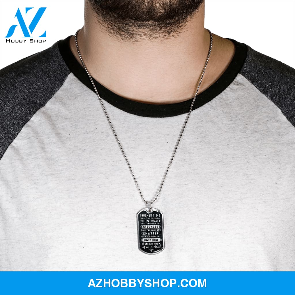 Promise Me - Graphical Dog Tag & Ball chain (steel) Son