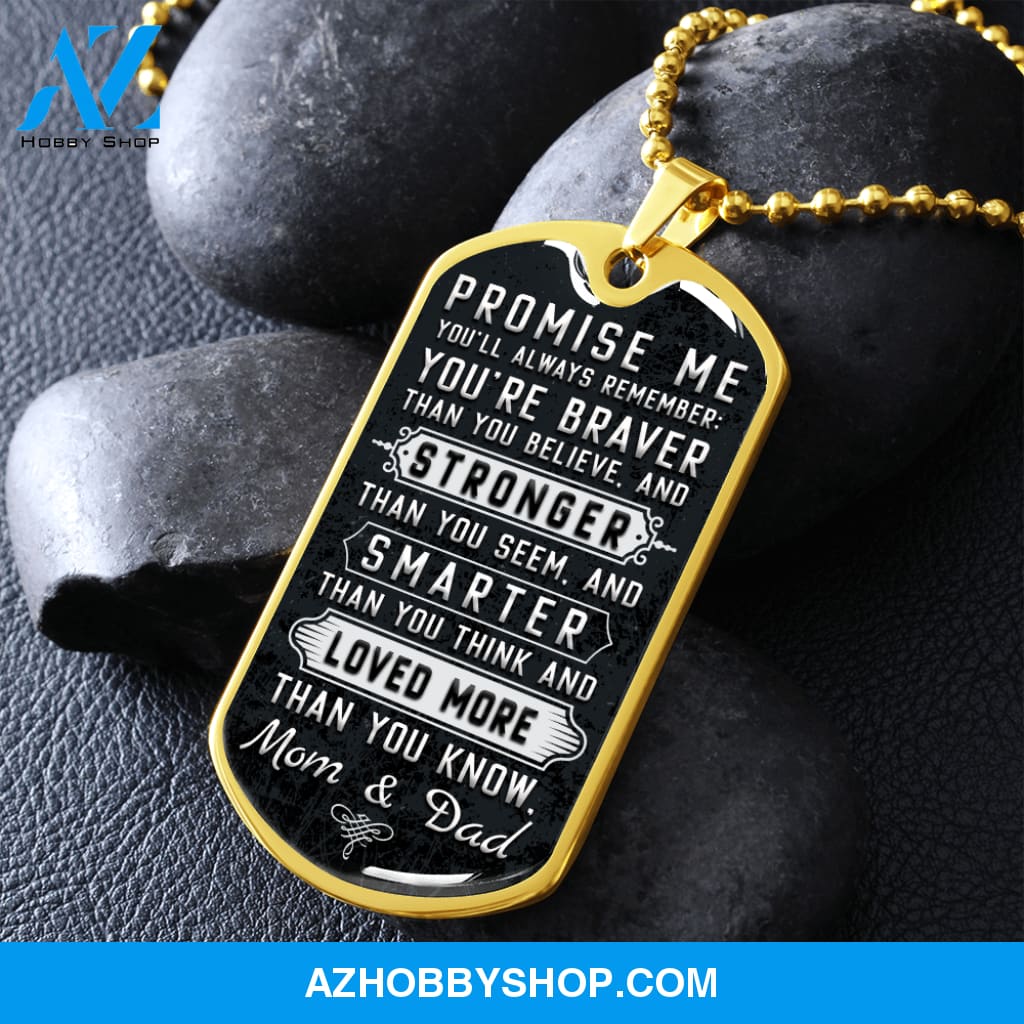 Promise Me - Graphical Dog Tag & Ball chain (steel) Son