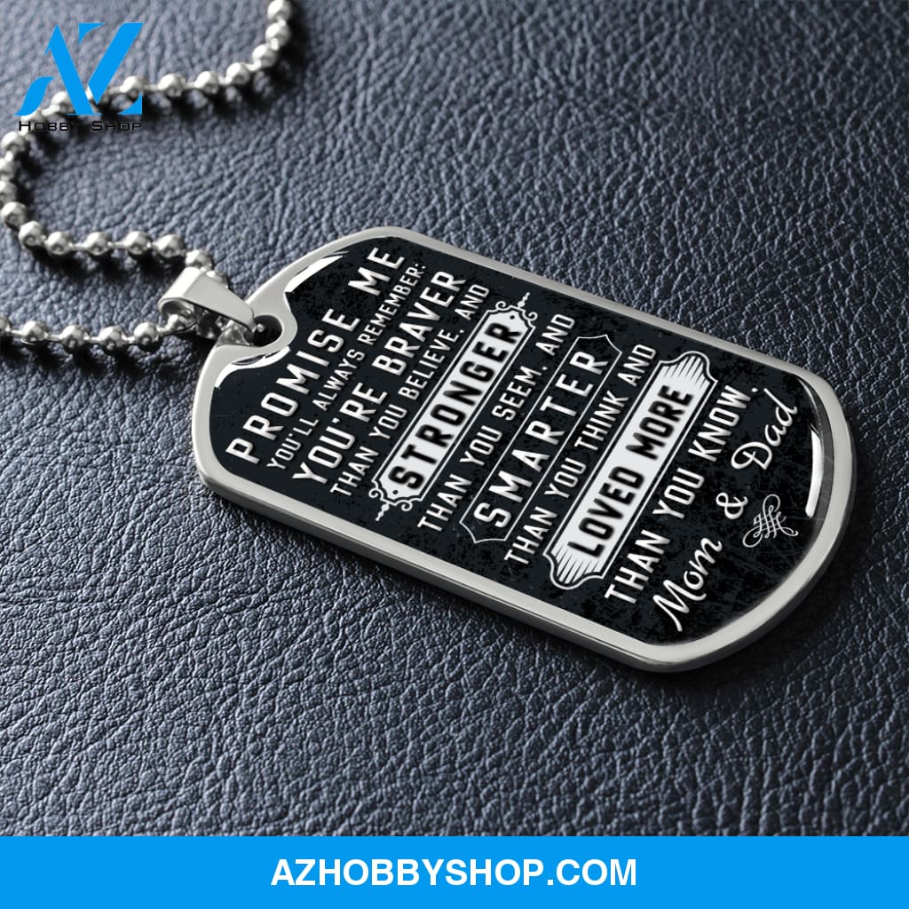 Promise Me - Graphical Dog Tag & Ball chain (steel) Son