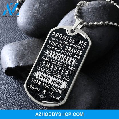 Promise Me - Graphical Dog Tag & Ball chain (steel) Son