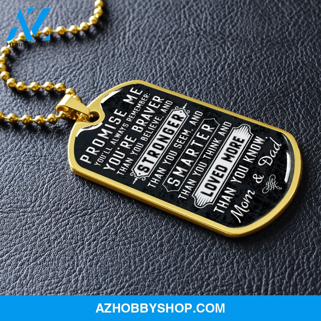 Promise Me - Graphical Dog Tag & Ball chain (steel) Son