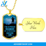 Proud Army DAD - Graphical Dog Tag & Ball chain (steel)