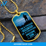 Proud Army DAD - Graphical Dog Tag & Ball chain (steel)