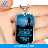 Proud Army DAD - Graphical Dog Tag & Ball chain (steel)