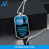 Proud Army DAD - Graphical Dog Tag & Ball chain (steel)