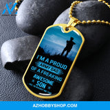 Proud Army DAD - Graphical Dog Tag & Ball chain (steel)