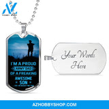 Proud Army DAD - Graphical Dog Tag & Ball chain (steel)