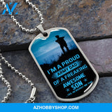 Proud Army DAD - Graphical Dog Tag & Ball chain (steel)
