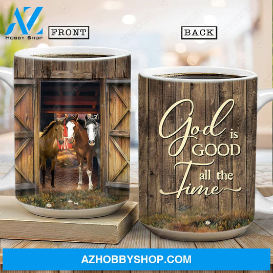 Race house, Wooden house, Daisy flower, God is good all the time - Jesus AOP Mug