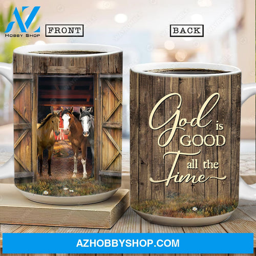 Race house, Wooden house, Daisy flower, God is good all the time - Jesus AOP Mug