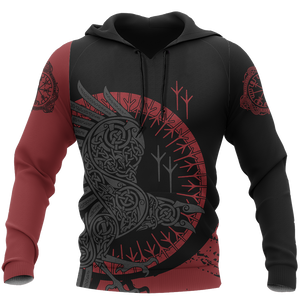 Unisex Hoodie All Over Print Viking Gifts Viking Raven Pullover Unisex Hoodie