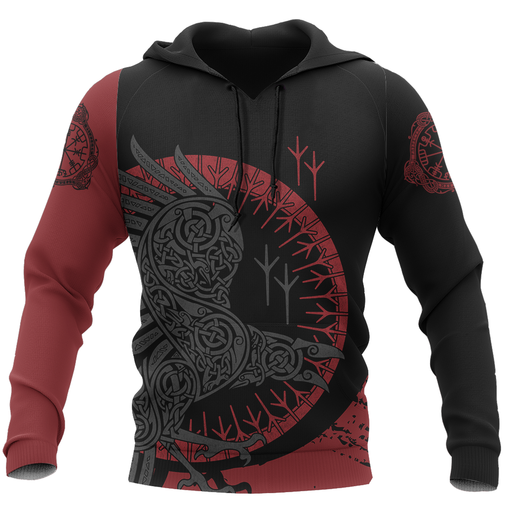 Unisex Hoodie All Over Print Viking Gifts Viking Raven Pullover Unisex Hoodie