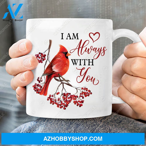 Red cardinal, Winter tree painting, I am always with you - Heaven White Mug
