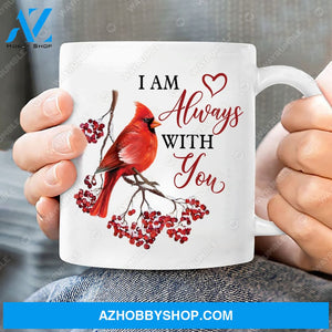 Red cardinal, Winter tree painting, I am always with you - Heaven White Mug
