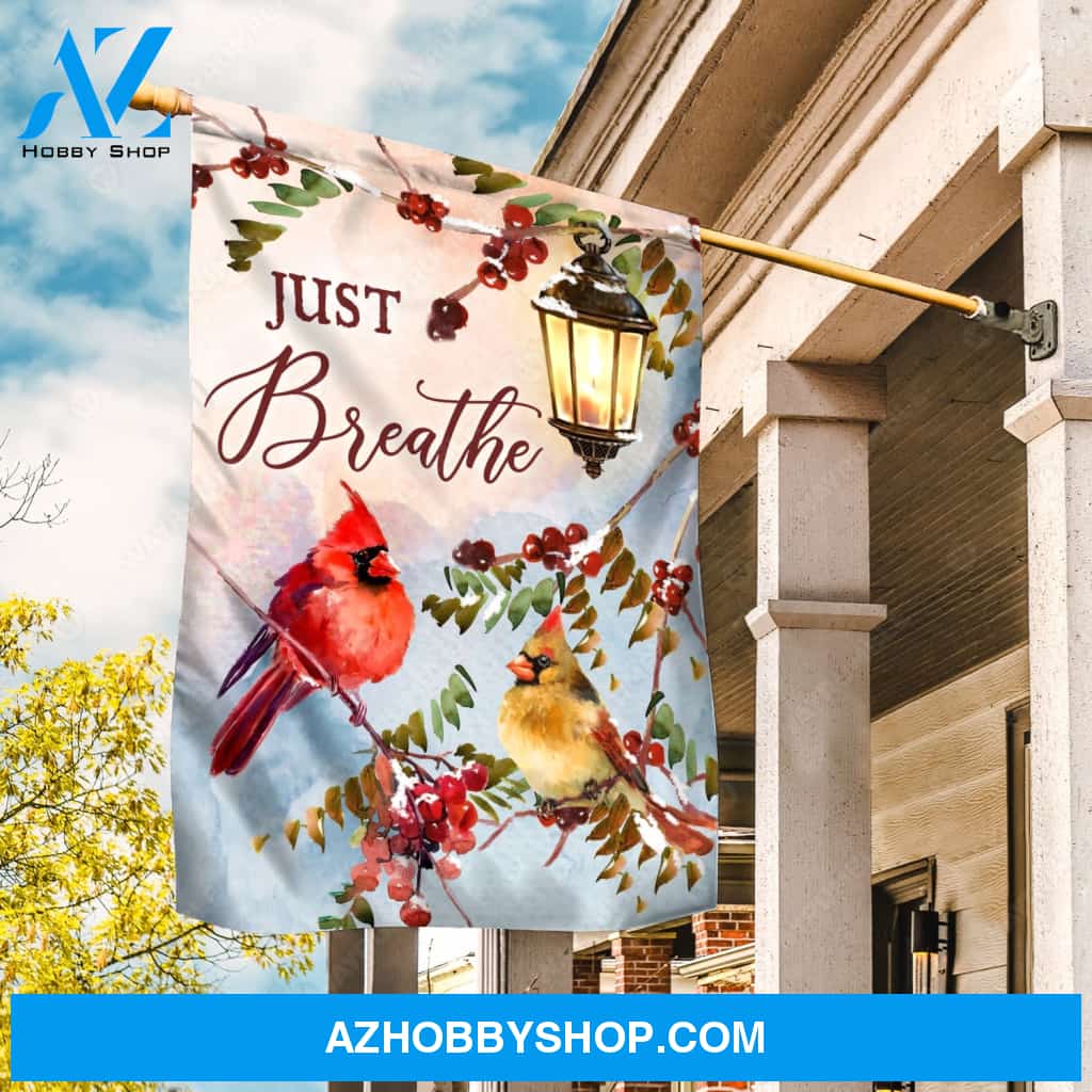 Red cranberry, Cardinal couple ,Lighting lantern, Just breath - Jesus Flag