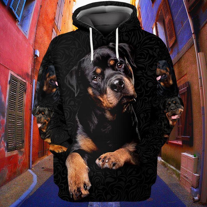 Funny Rottweiler All Over Printed Gift For Dog Lovers Unisex Hoodie