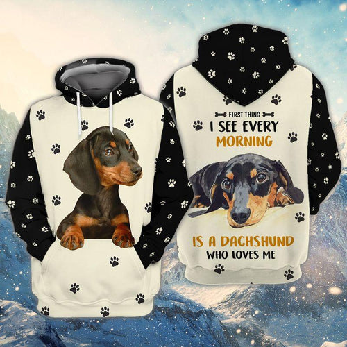 Dachshund Loves Me 3D All Over Print Unisex Hoodie Dog Lover Gifts