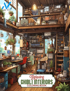 Relaxing Ghibli Interiors 30 Pages Printable Coloring Book