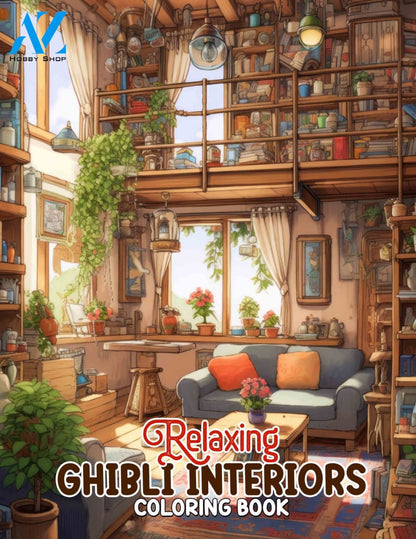 Relaxing Ghibli Interiors 30 Pages Printable Coloring Book