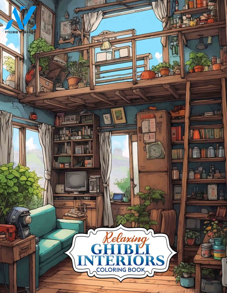 Relaxing Ghibli Interiors 30 Pages Printable Coloring Book