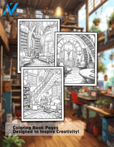 Relaxing Ghibli Interiors 30 Pages Printable Coloring Book