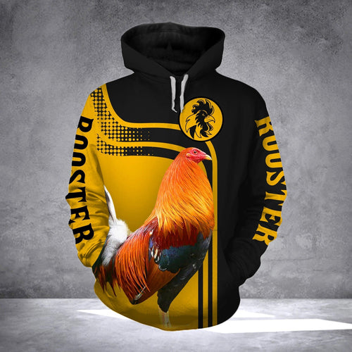 Animal Gifts Rooster Gifts Rooster Yellow Black Unisex Hoodie