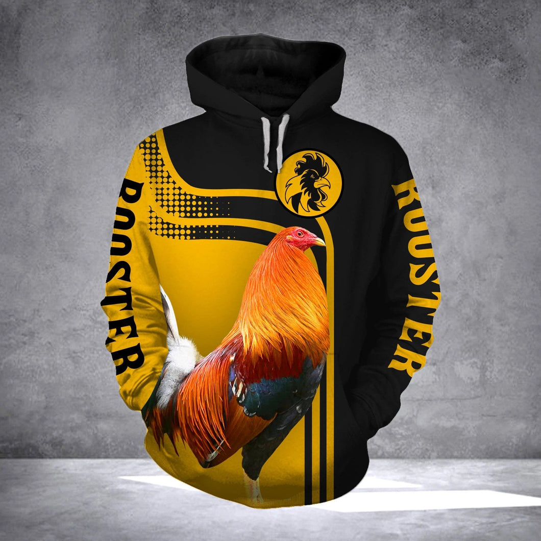 Animal Gifts Rooster Gifts Rooster Yellow Black Unisex Hoodie