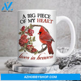Rose flowers, Northern cardinal painting, A big piece of my heart - Heaven White Mug