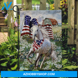 Running horse, Beautiful daisy field, US flag, Vintage house - Jesus Flag
