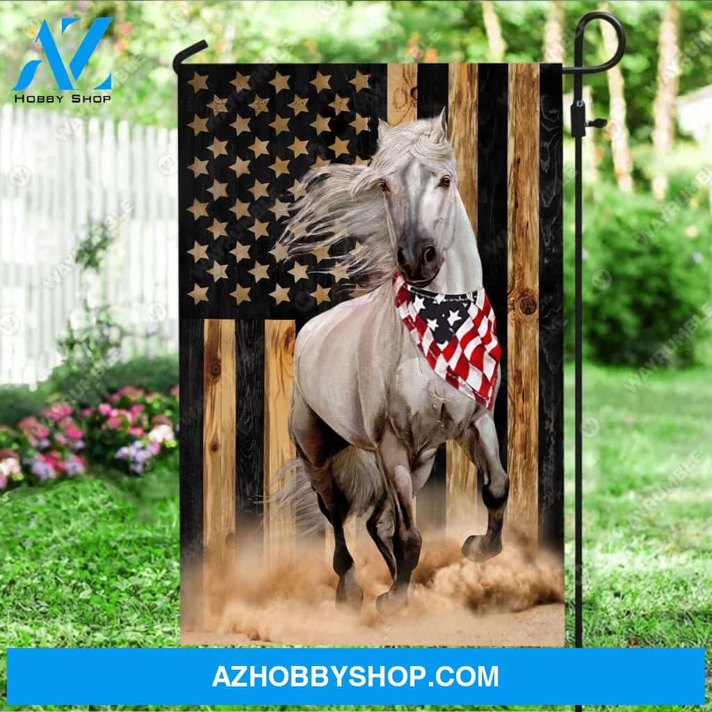 Running horse, US flag, Amazing painting - Jesus Flag