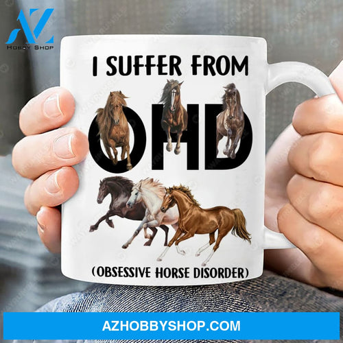Running horses, Jesus painting, Cross symbol, I suffer from OHD - Jesus White Mug