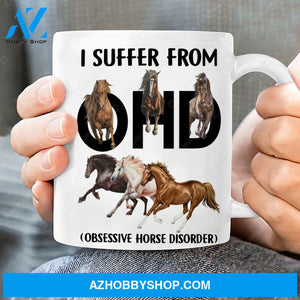 Running horses, Jesus painting, Cross symbol, I suffer from OHD - Jesus White Mug