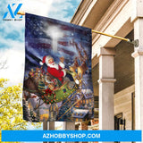 Santa Claus, Christmas eve, Amazing Sleigh drawing, American flag, Merry Christmas - Jesus Flag