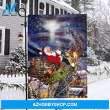 Santa Claus, Christmas eve, Amazing Sleigh drawing, American flag, Merry Christmas - Jesus Flag
