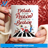 Santa Claus, Snowman, Red nose Reindeer, Jesus is the reason for the season - Jesus White Mug