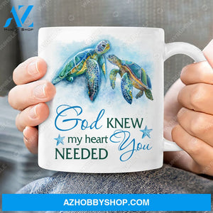 Sea turtle, Blue starfish, God knew my heart needed you - Jesus White Mug