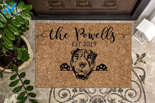 Shar Pei Personalized Doormat SharPei Custom Doormat Welcome Mat Housewarming Gift Last Name Door Mat